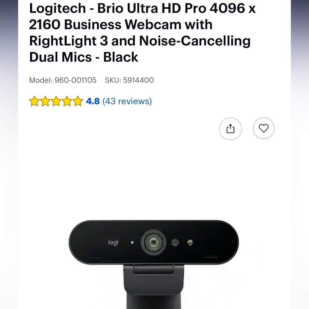 Logitech Brio 4K Webcam - Black